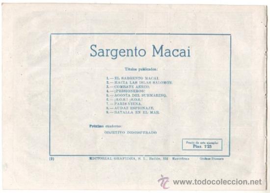 Tebeos: EL SARGENTO MACAI ORIGINAL EDI. GRAFIDEA 1952 - 17 TEBEOS PLANCHA, por MARTINEZ OSETE - Foto 31 - 37027067